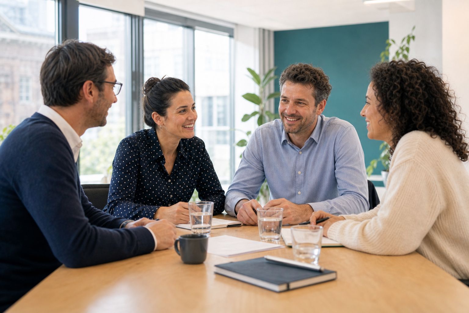Zorgprofessionals bespreken samen een passende route voor een cliënt