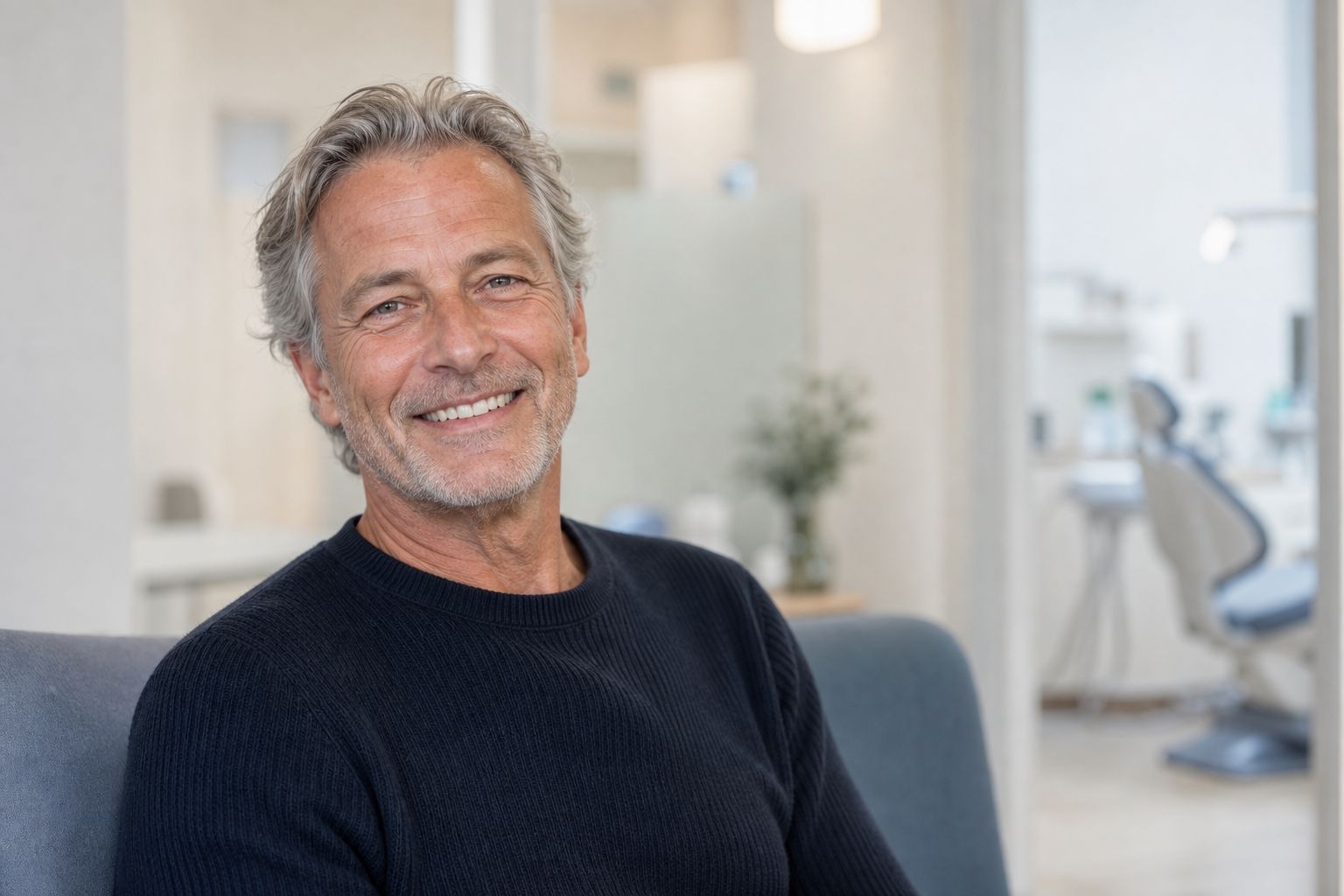 Illustratief portret van iemand die weer met vertrouwen lacht