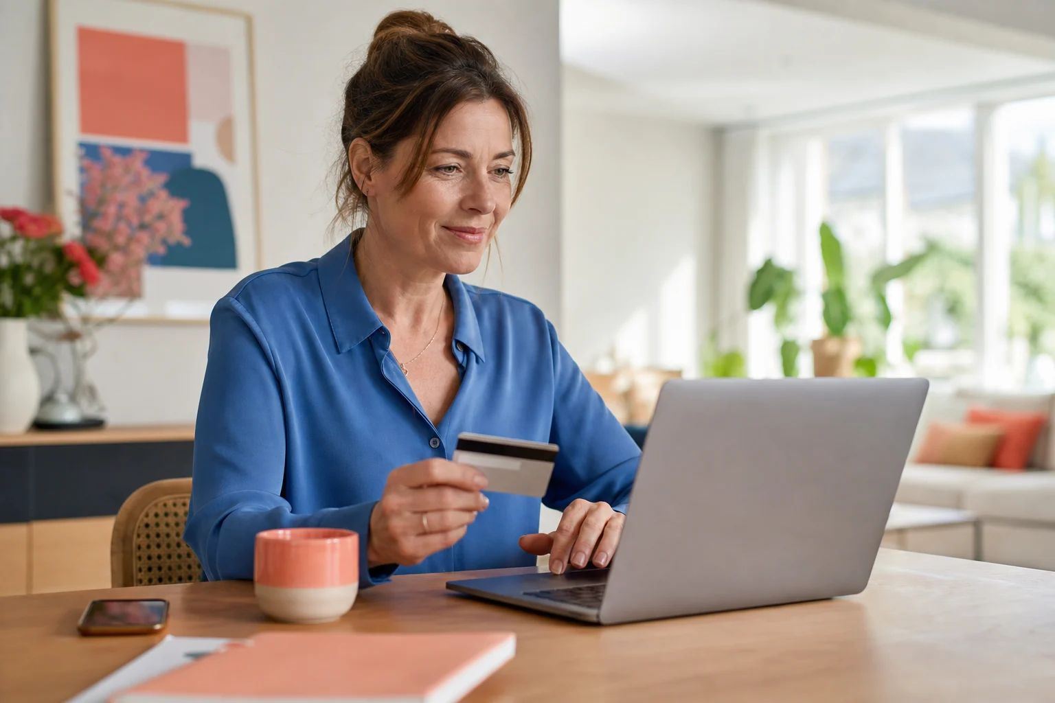 Een donateur doet thuis een eenmalige online bijdrage